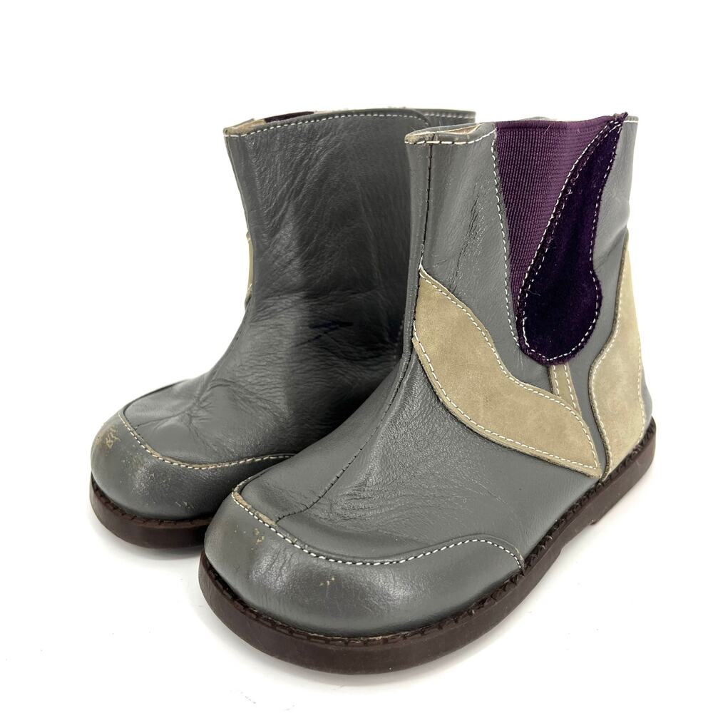 See Kai Run gray red leather toddler booties (7) - Picture 2 of 8